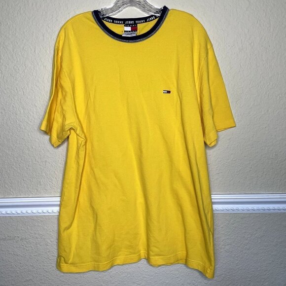Tommy Jeans Waffle Knit Yellow Short Sleeve Men's XL - Picture 1 of 4